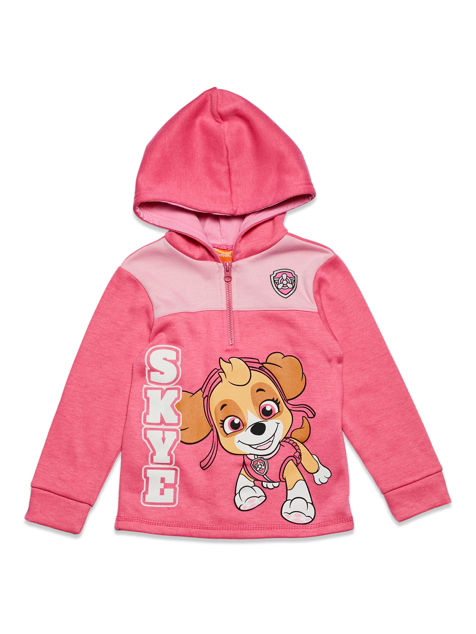 Nickelodeon Paw Patrol Skye Girls' Fleece Quarter-Zip Hooded Sweatshirt