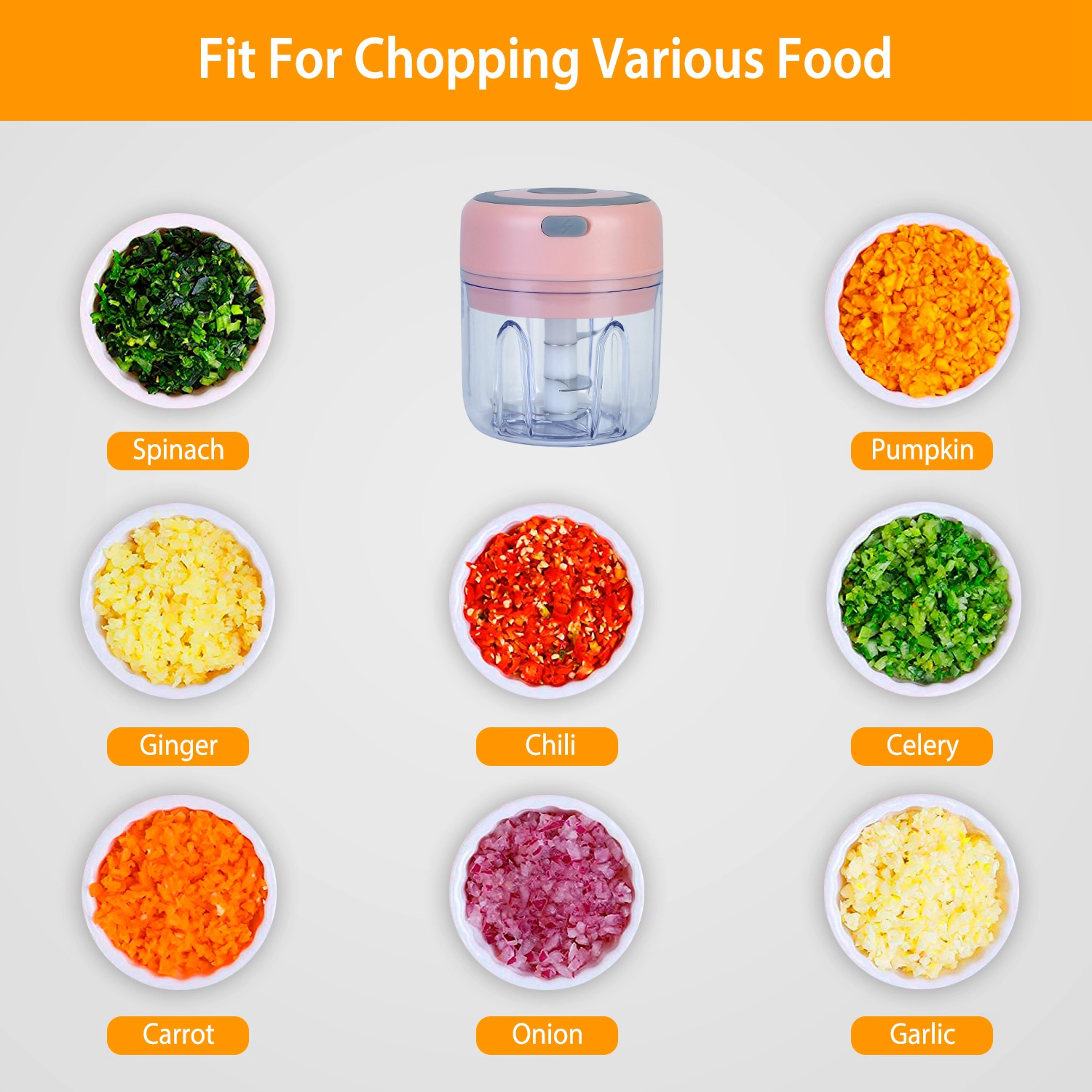 GBruno Mini Electric Garlic Chopper 8.45OZ Cordless Garlic Mincer Food Chopper Rechargeable Food - Green