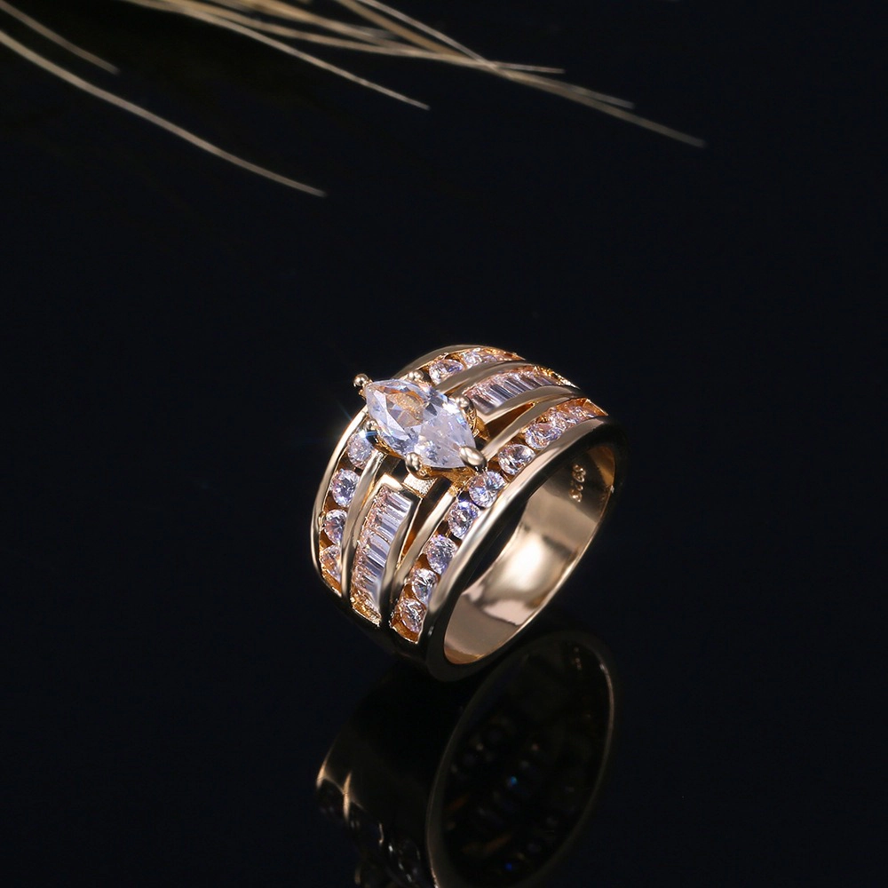Wardrobe Whimsy Marquise Cut Cubic Zirconia Multi‑Row Wide Band Bridal Ring