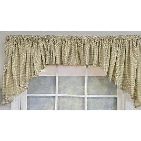 RLF Home 100% Cotton 3-PC Crosswell Center/Jabot set Fully lined Rod Pocket Valance 75" x 23"  Sage