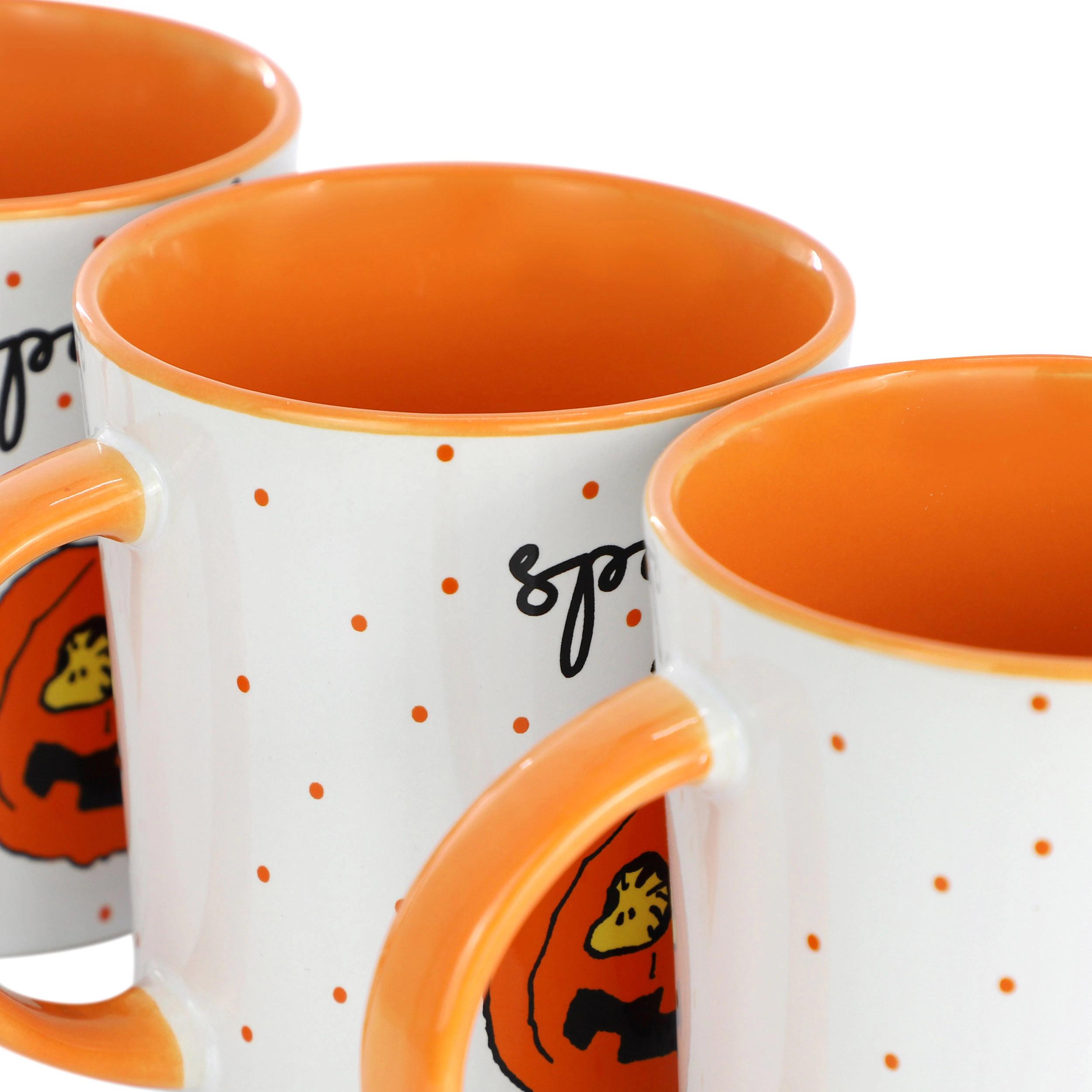Peanuts Spooky 12 Piece 15 Ounce Funky Stoneware Mug Set in Orange