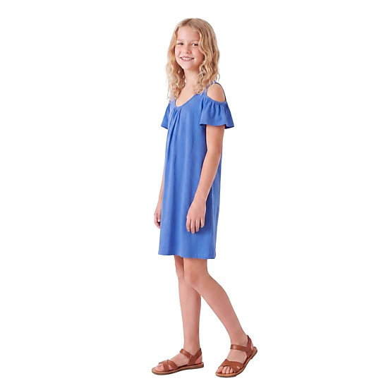 24sevenKid Essential Girls Pleated Cold Shoulder Girls Dress