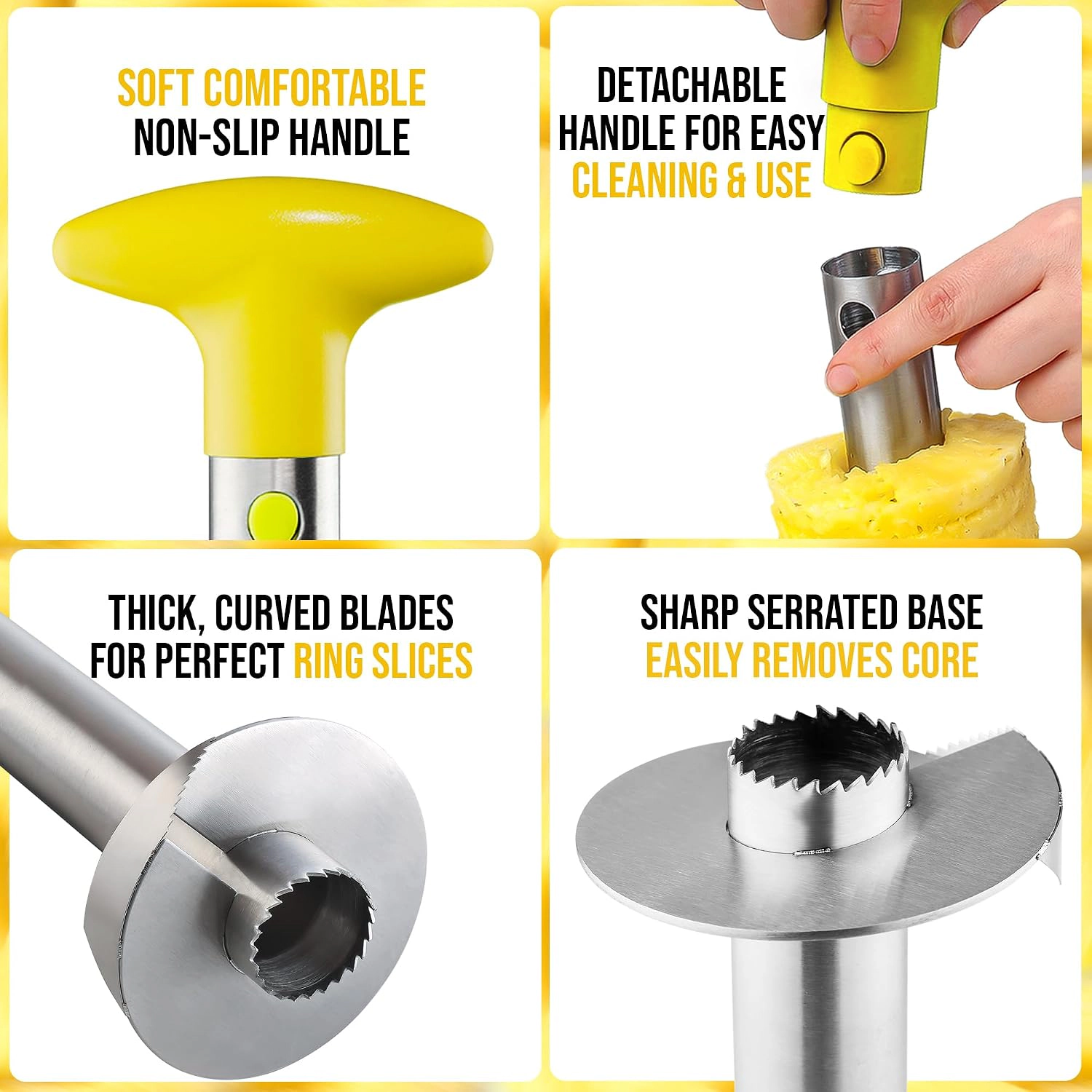 Zulay Kitchen Stainless Steel Pineapple Corer & Slicer + Eye Removal Tool