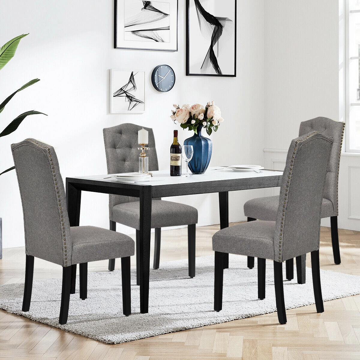 LJG Set of 2 Tufted Upholstered Dining Chairs