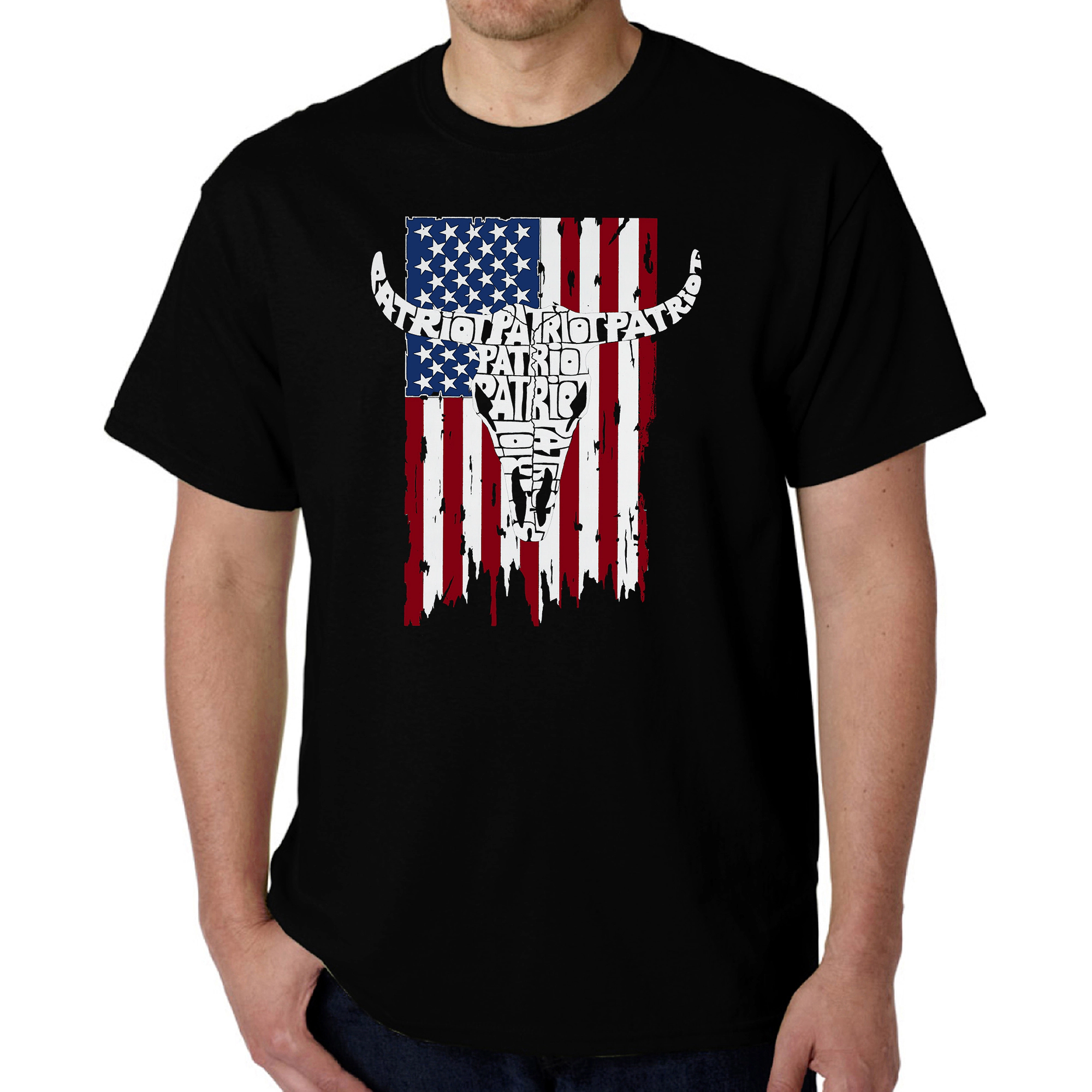 LA Pop Art Men's Patriot Flag Word T-Shirt - 100% Cotton