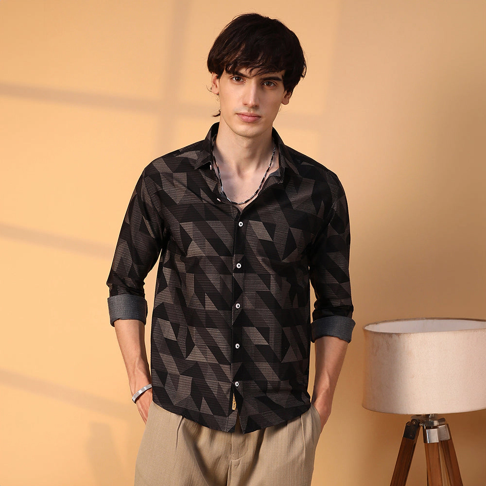 Geometric Seersucker Shirt