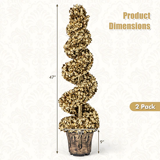 SlickBlue 2 Pieces Artificial Spiral Topiary Trees in Pots for Indoor and Outdoor