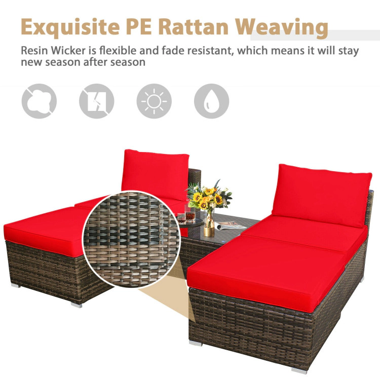 Hivvago 5 Pieces Patio Rattan Furniture Set With Cushioned Armless Sofa