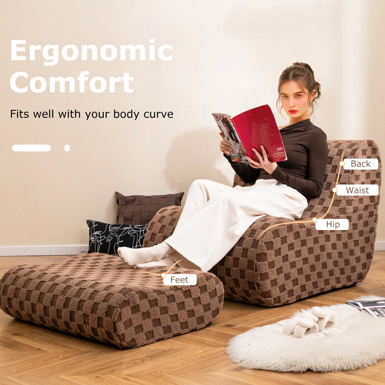 Hivvago Comfortable Bean Bag Chair with Matching Ottoman and High-Resilience Sponge Filling