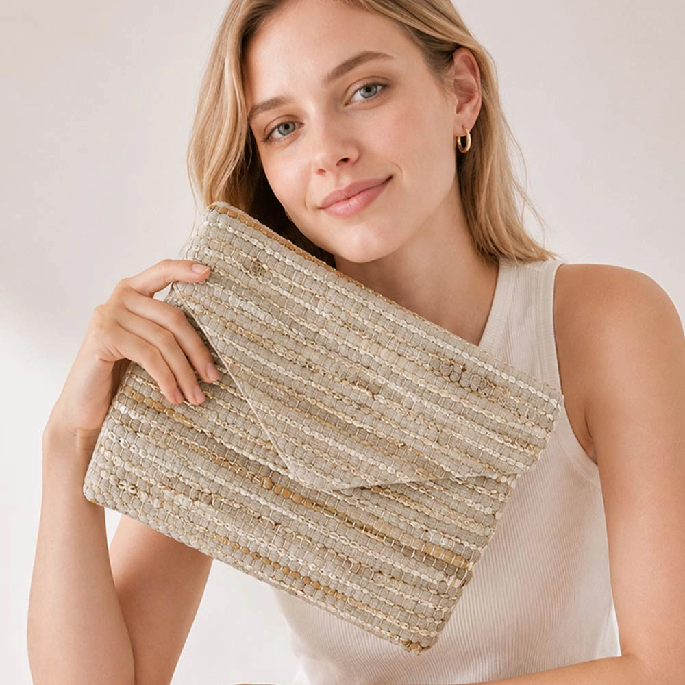 FASHNZFAB Boho Textured Envelope Clutch Crossbody Bag