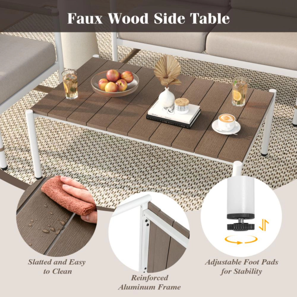 Hivvago 4 Pieces Patio Furniture Set With Thick Cushions And A Coffee Table-Gray