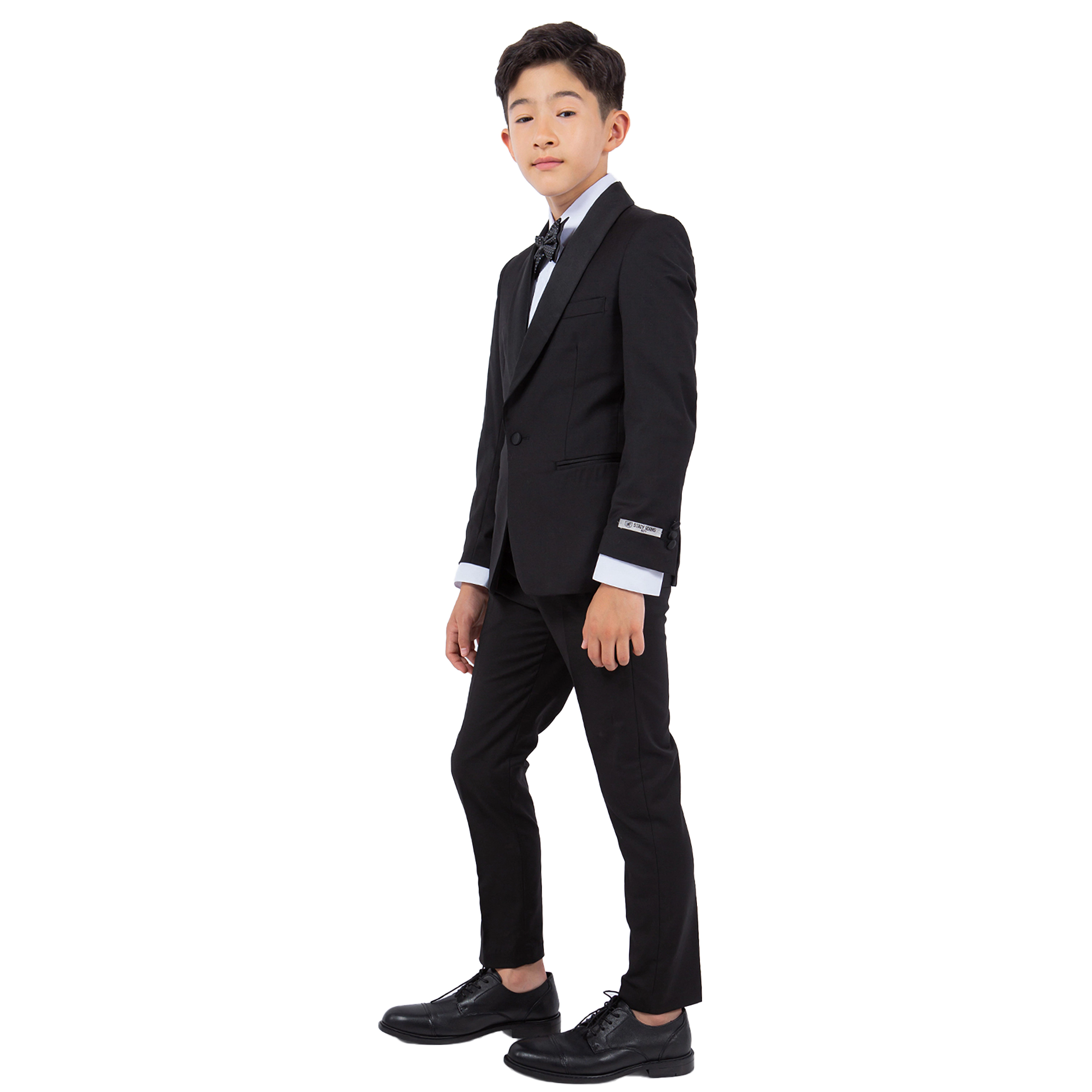 Stacy Adams Boys 5-Piece Slim Fit Tuxedo Set - Jacket, Vest, Pants, Shirt, Bow Tie