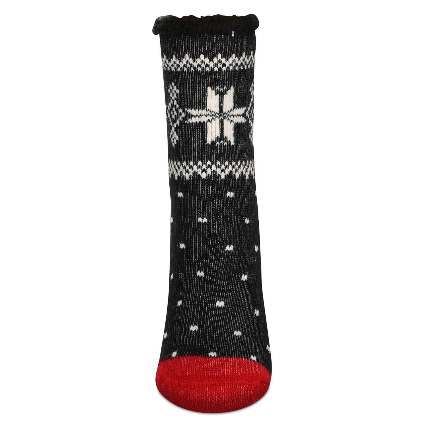MeMoi Women's Bordered Snowflake Cozy Warm Thermal Crew Socks