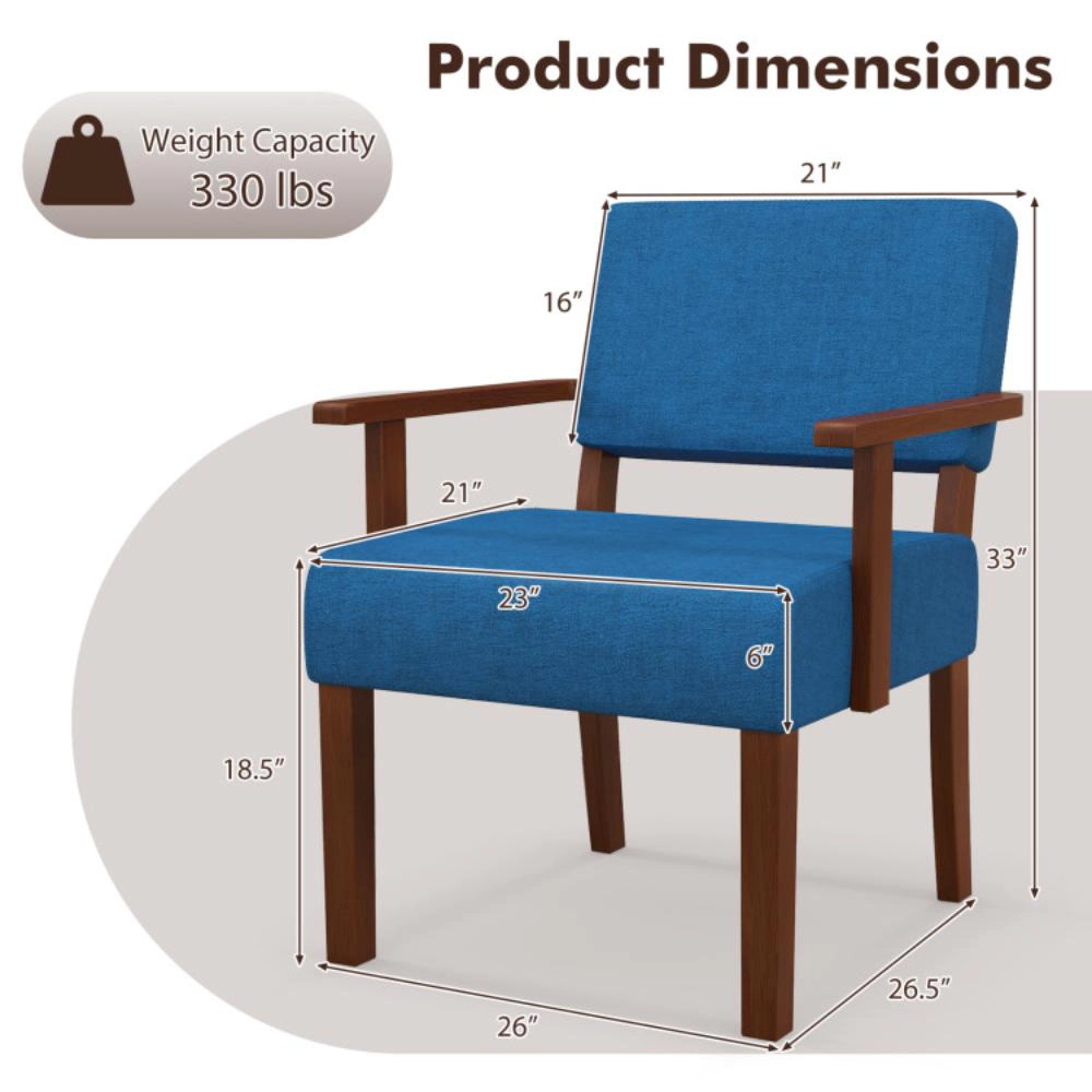 Hivvago Modern Upholstered Accent Chair with Solid Wood Frame for Living Room