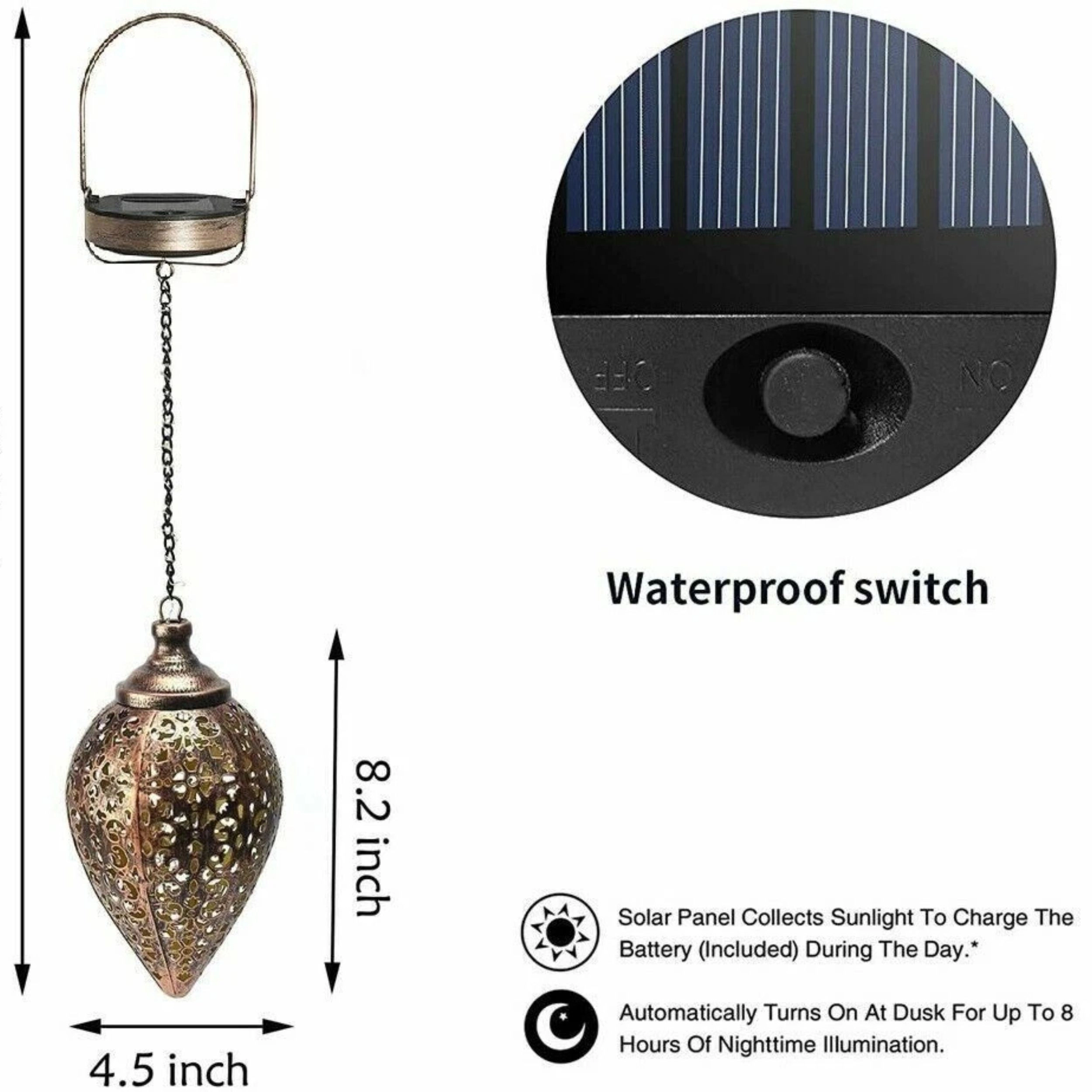 Home Collection Solar Powered LED Hanging Lantern Garden Light Rechargeable