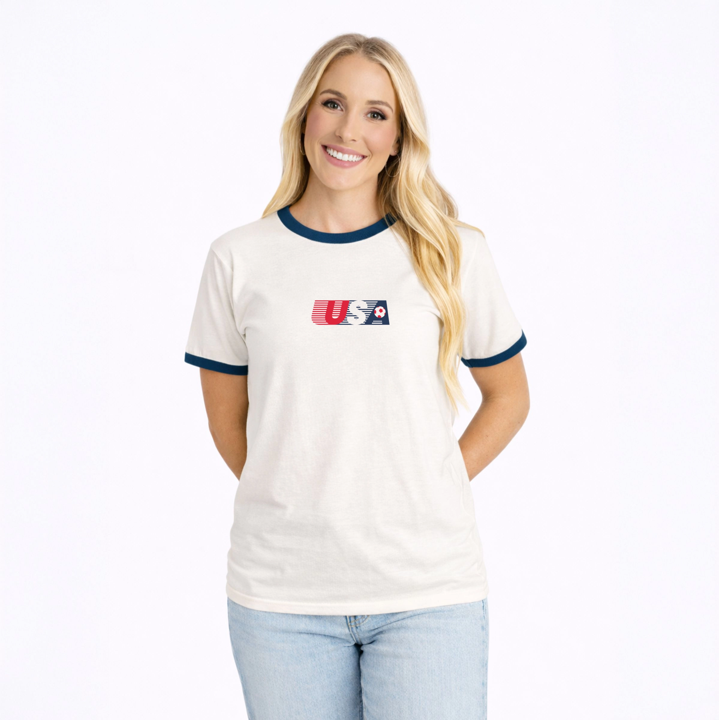Simply Sage Market - USA Soccer Lines Women's Ringer Graphic T-Shirt