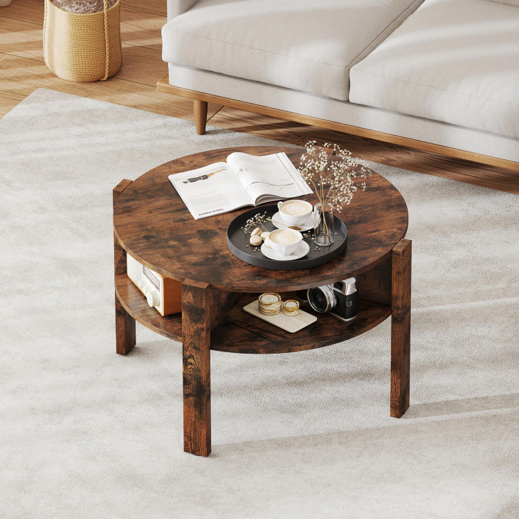 Hivvago Stylish 29.5-Inch Round Table with Functional Storage for Small Areas