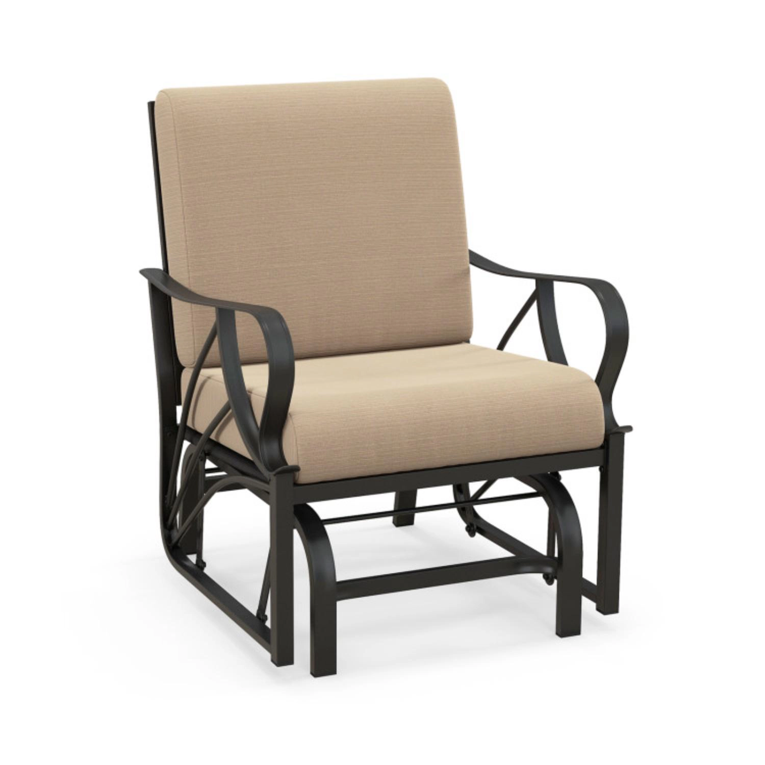 Hivvago Patio Glider Rocking Chair With Thick Cushion And Curved Armrest-Tan