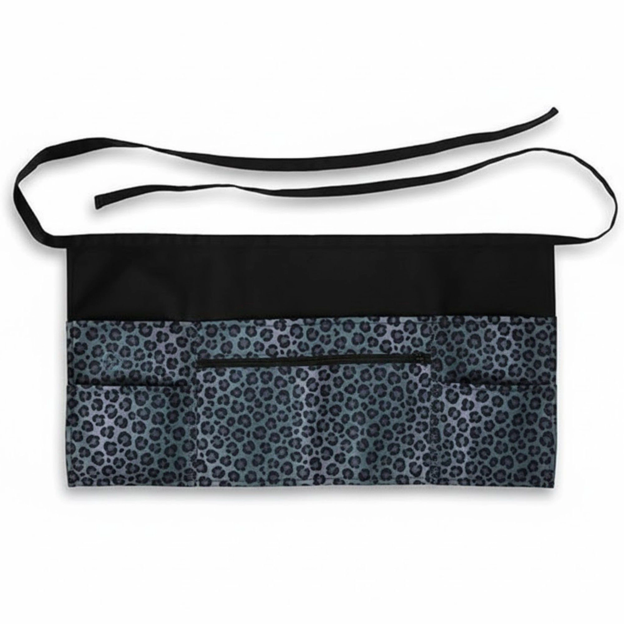 Alilang Women Leopard Print Utility Waist Apron with Adjustable Ties Zipper Pocket and Multiple Front Storage Pockets
