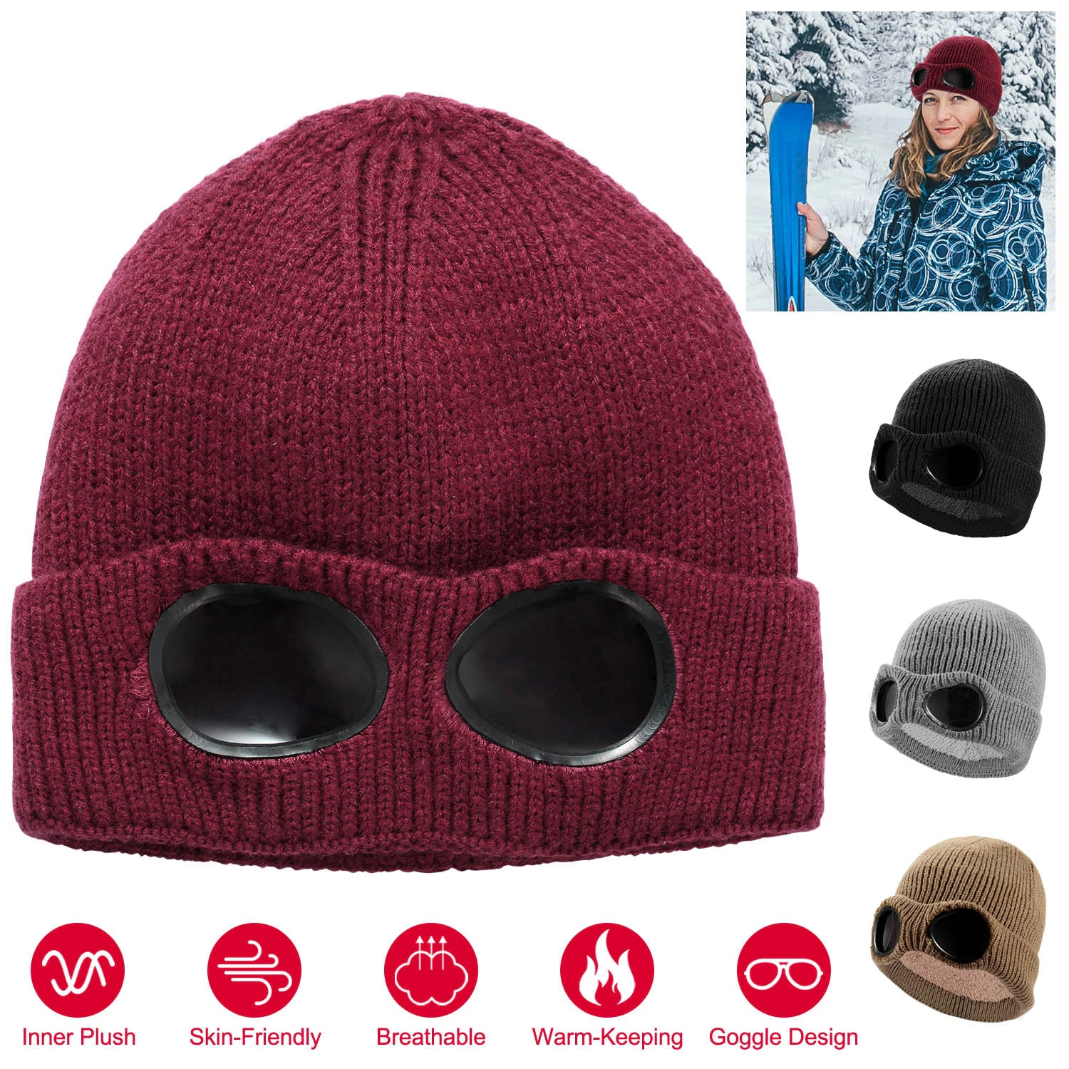GBruno Knit Beanie Hat With Goggle