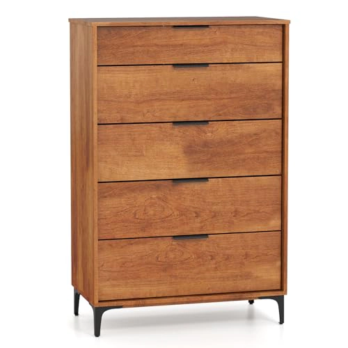 Glintex 48-Inch 5-Drawer Dresser with Interlock System and Metal Legs