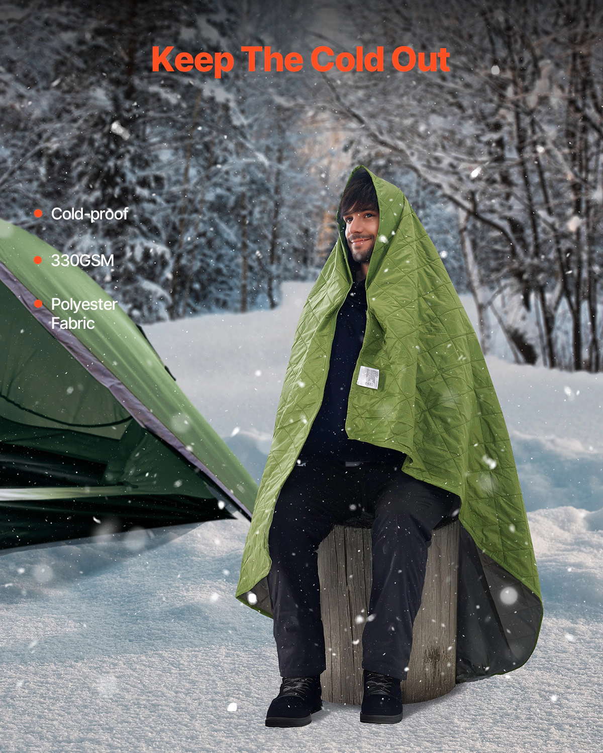 HONGGE Camping Blanket, Large Warm Stadium Waterproof & Windproof, Flame Retardant, Great for Outdoors, Picnics
