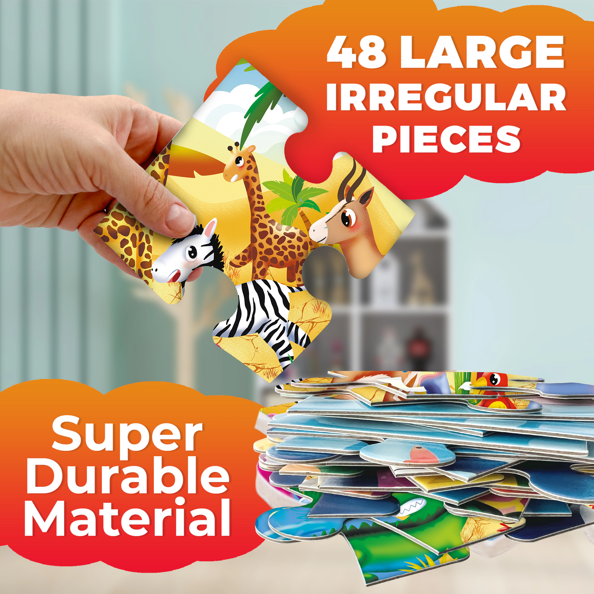 QUOKKA 2x3 FT Giant Floor Jigsaw Puzzle, Interactive Learning Activity for Kids Ages 4-6