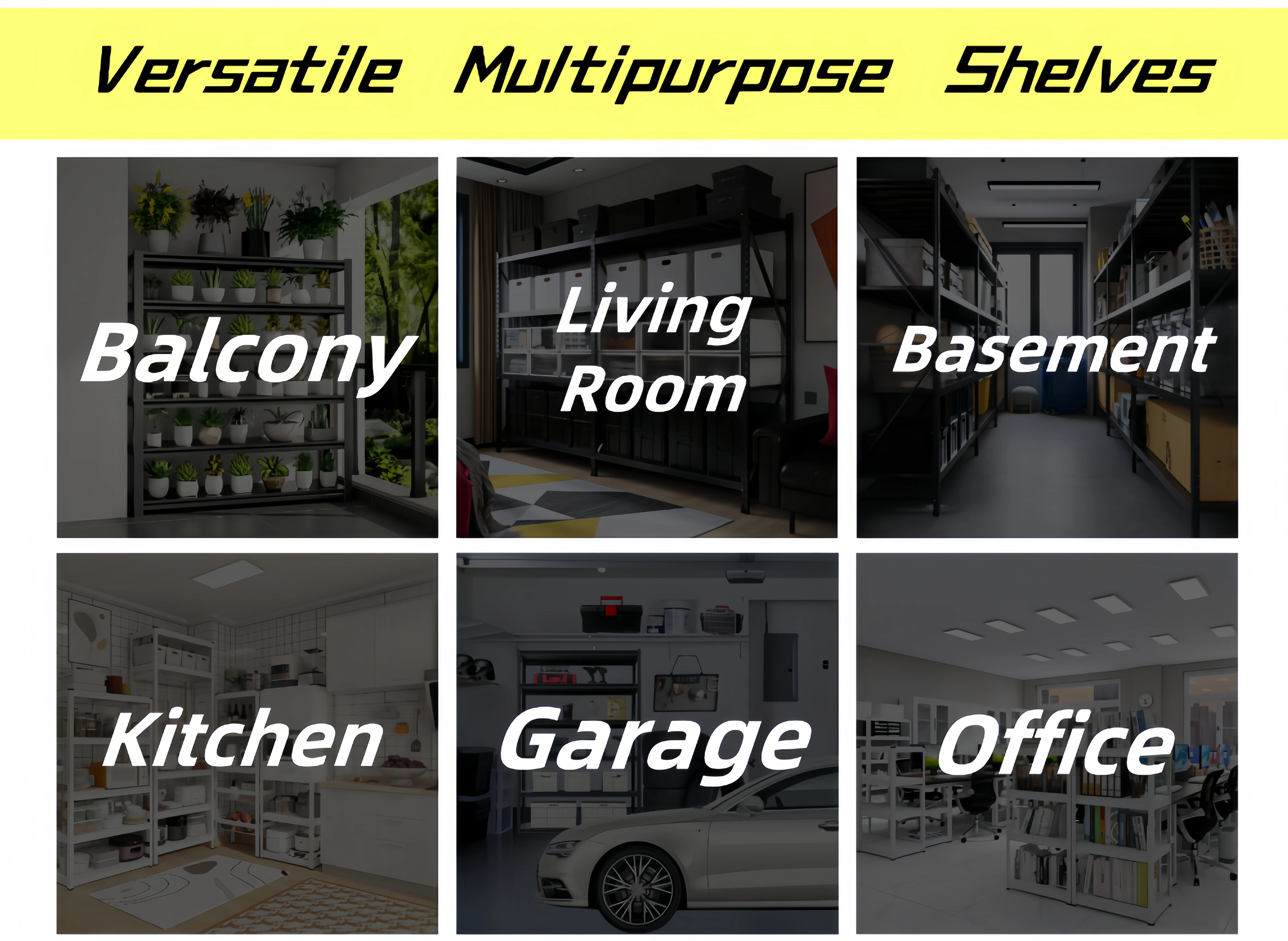 Flynama 5 Tier Heavy Duty Steel Shelving 78 in Adjustable Storage Rack for Garage Basement and Kitchen Easy Assembly