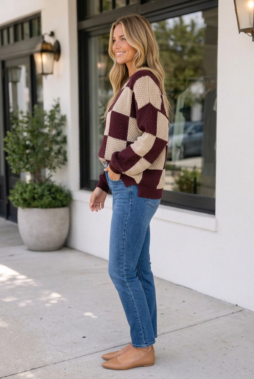 Threaded Pear Women's Mariam Knit Loose Pullover Sweater