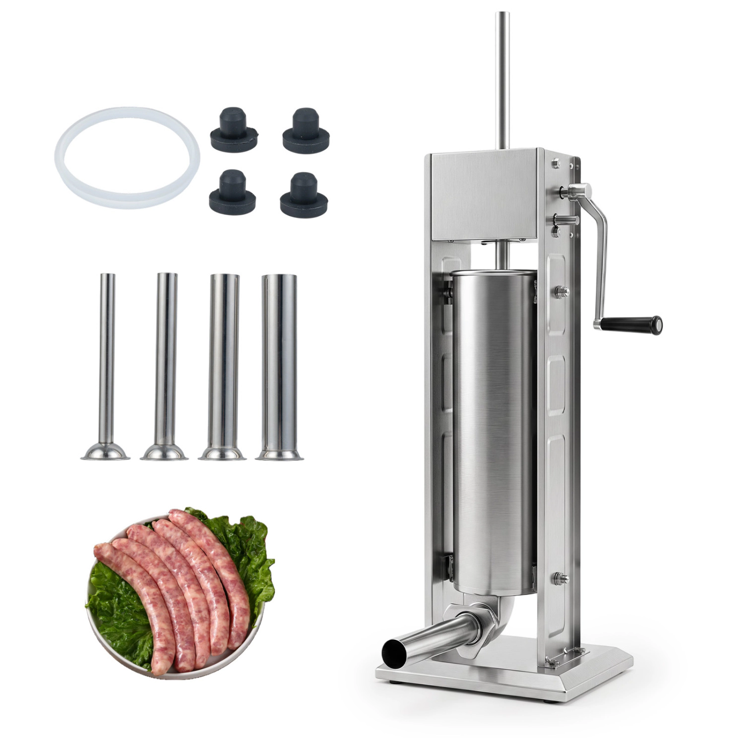 LJG Manual Sausage Stuffer with 2 Speeds & 4 Stuffing Tubes for Commercial Home