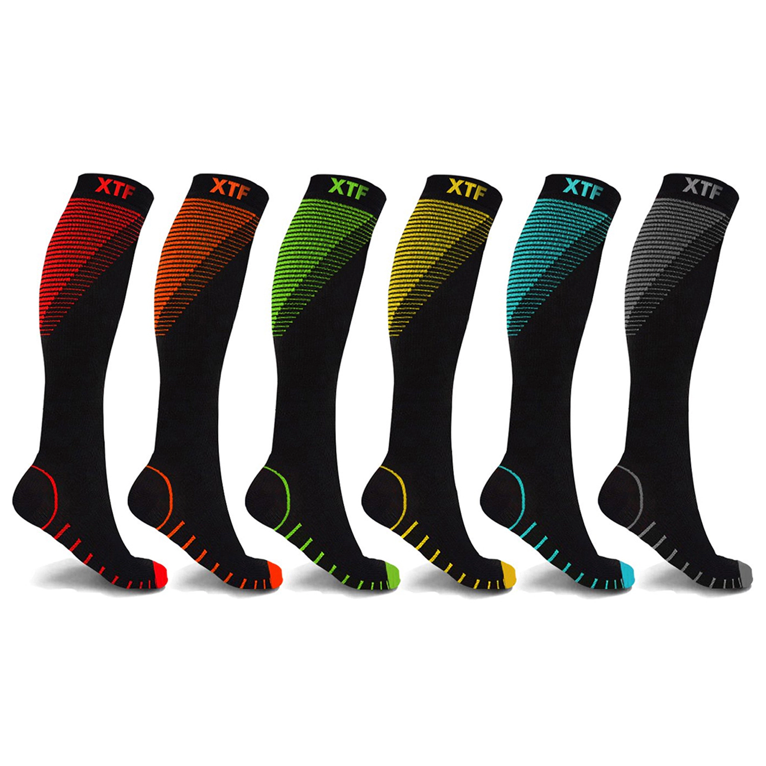 Extreme Fit Athletic Compression Socks For Men & Women Knee High - For Athletics, Pregnancy And Travel - 6 Pair
