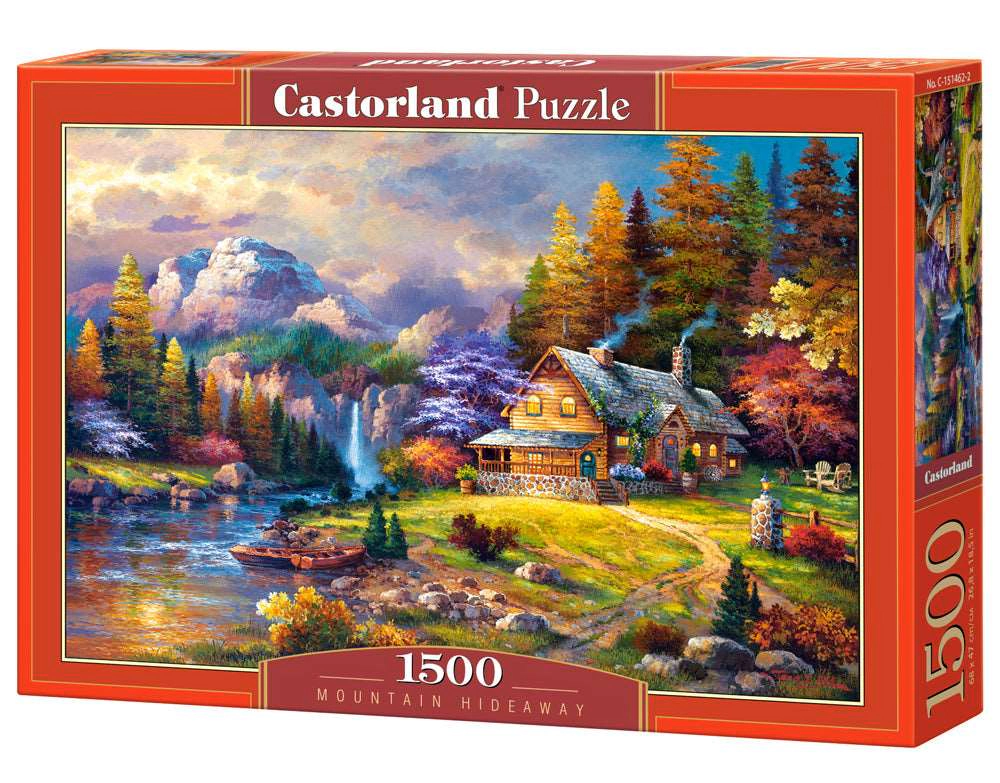 CASTORLAND 1500 Piece Jigsaw Puzzles, Mountain Hideaway, Charming Nook, Pond, C-151462-2