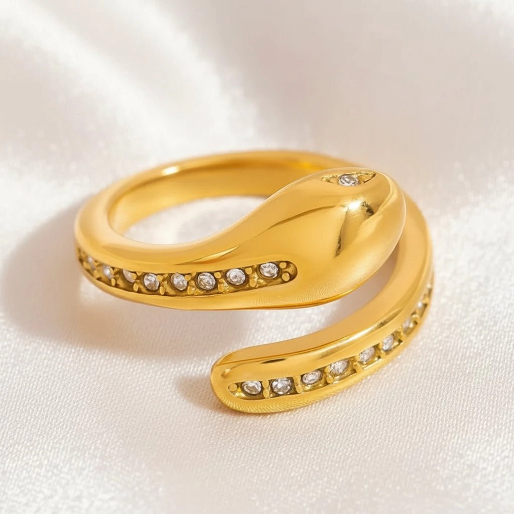 DressAtR Women's Rhinestone 18K Gold Plated Jewelry Set