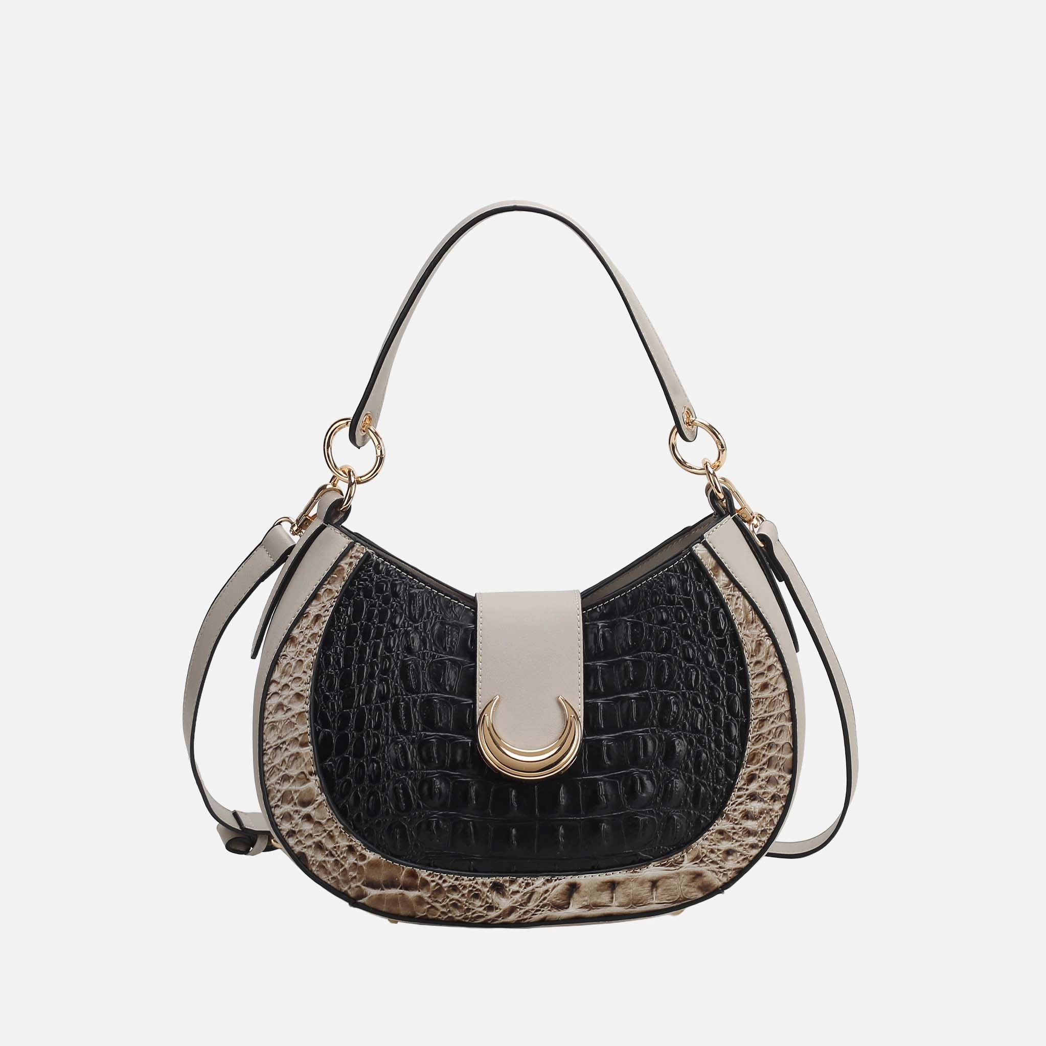 Mia K Collection Jain Croc-Embossed Faux Leather Shoulder Bag