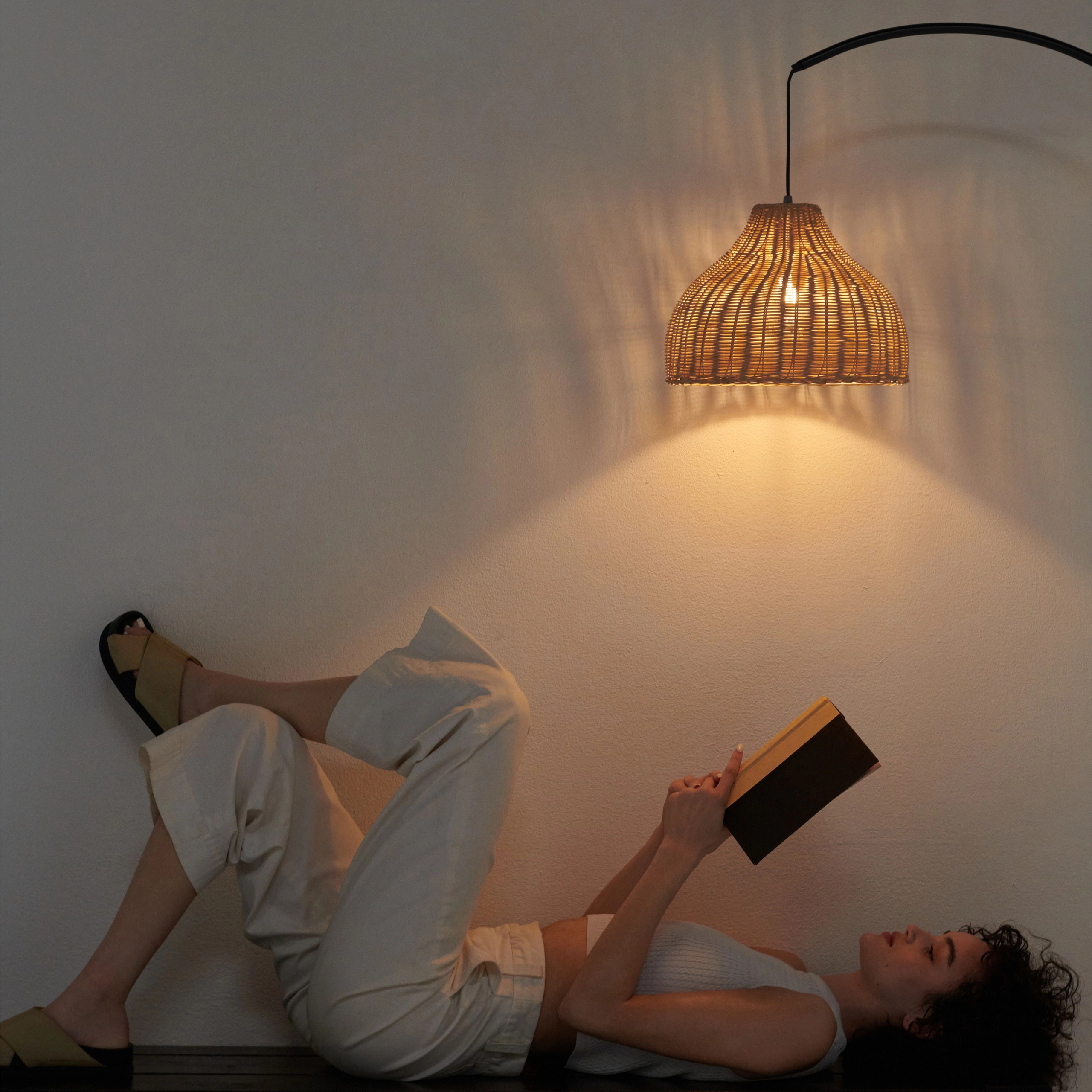 Brightech Lark Rattan LED Floor Lamp