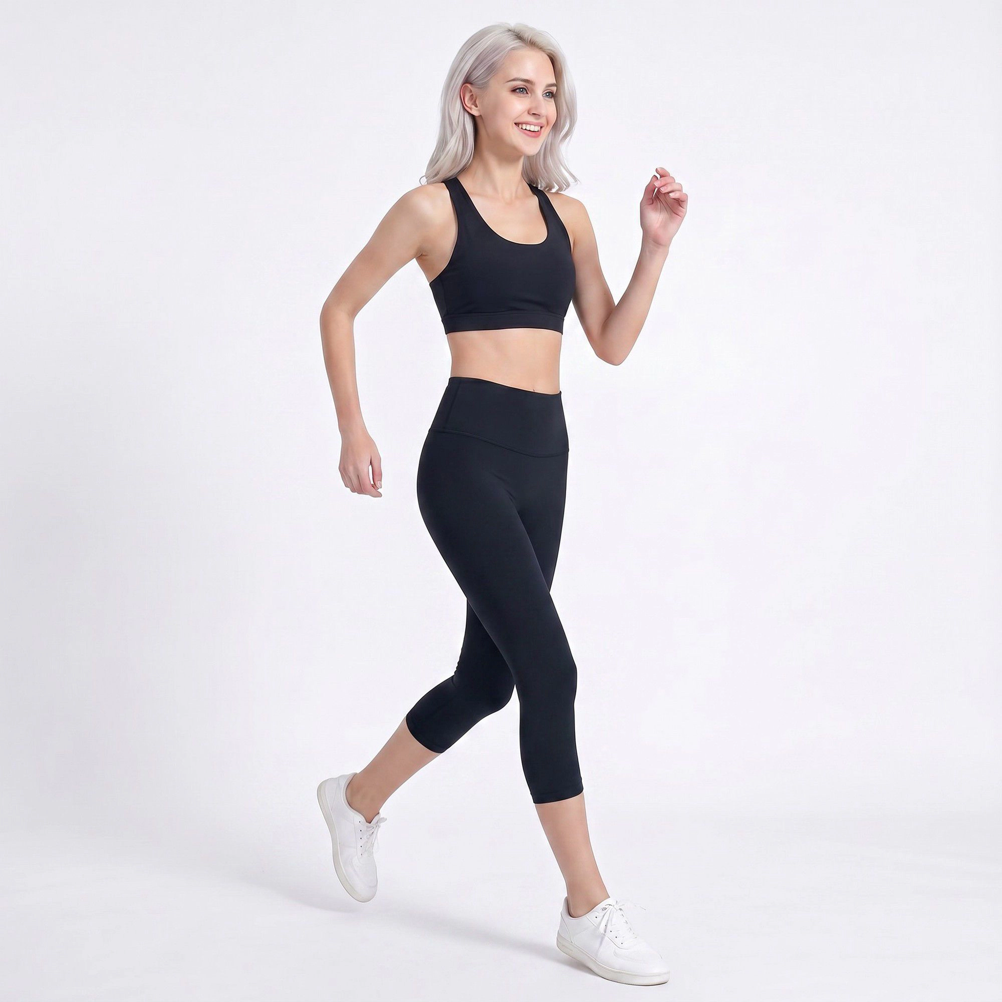 Anna-Kaci Women's High-Waist Capri Leggings with Wide Waistband Smooth Stretch Workout Yoga Pants