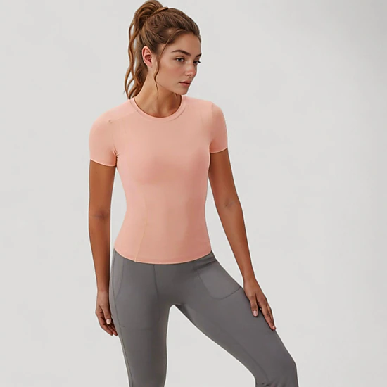Anna-Kaci Women's Short Sleeve Performance Tee with Crew Neck and Slim Fit Stretch Fabric