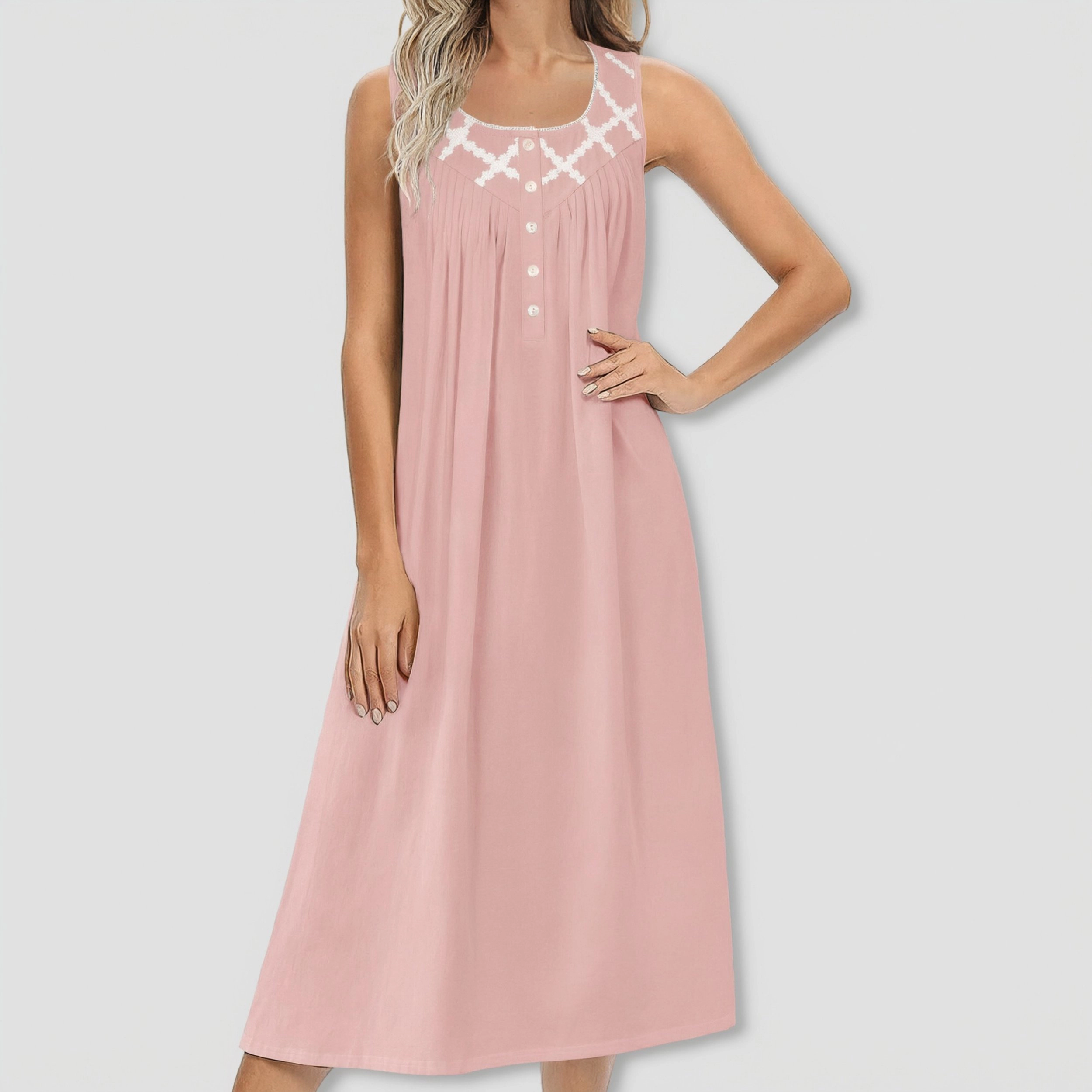 Ekouaer Nightgowns for Women Cotton Long Night Gown Sleeveless Sleep Dress Victorian Nightdress