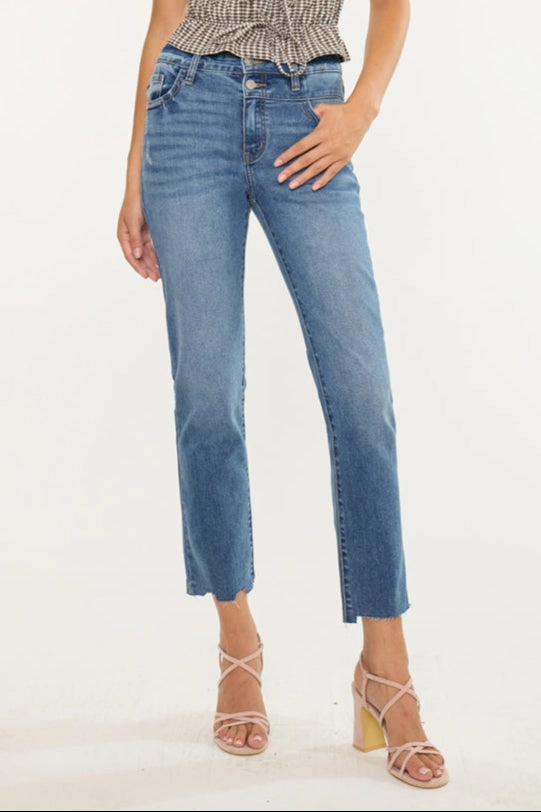 KanCan Women's Essentials High Rise Slim Straight Jeans Kathleen