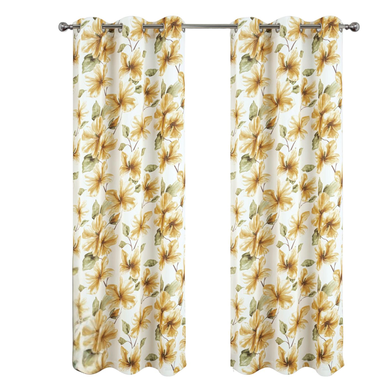 RT Designer Collection April Printed Blackout Luxurious Decorative Grommet Curtain Panel 54" x 84" Gold