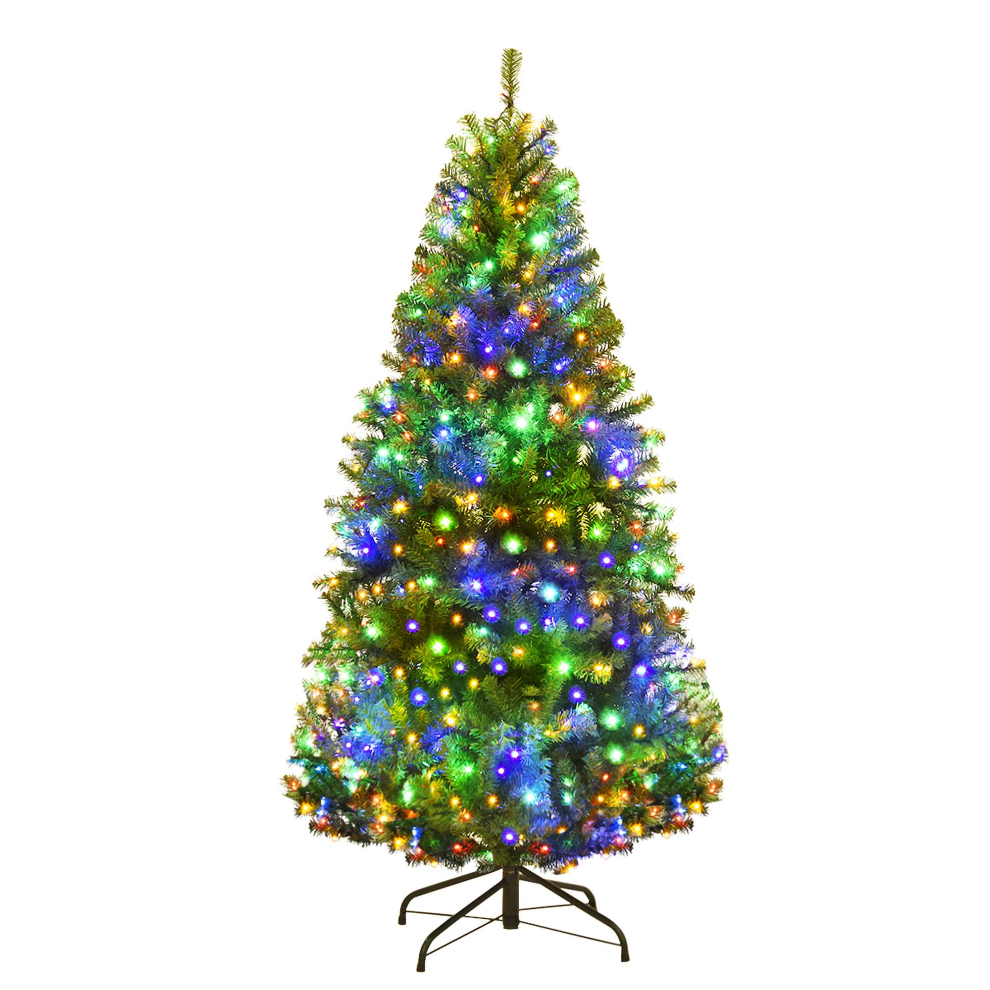 Costway 4/5/6/7/8/9Ft Pre-Lit Artificial Christmas Tree Hinged 100/150/350/500/750/1000 LED Lights