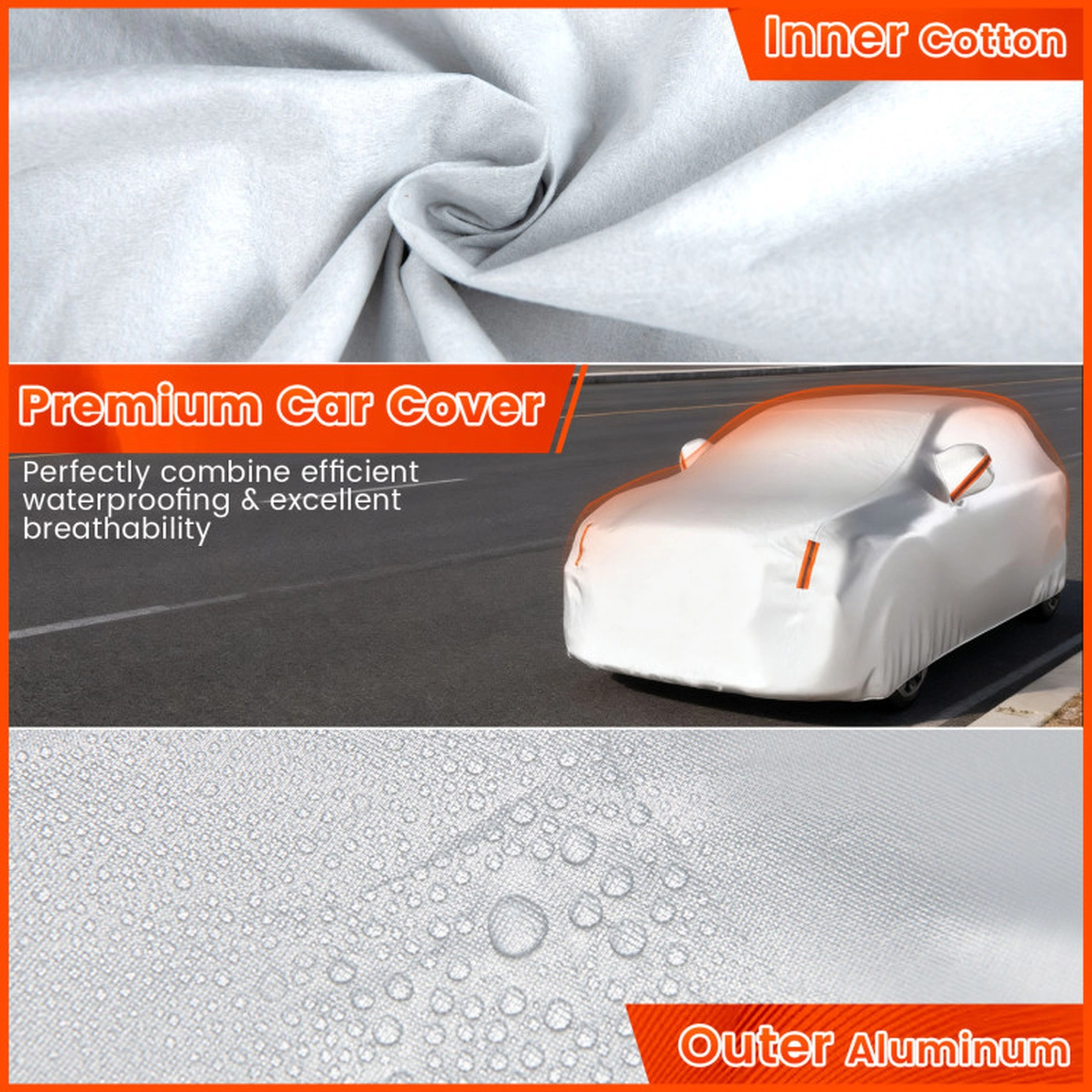 SUGIFT Silver Waterproof SUV Car Cover with Windproof Buckles and 6 Reflective Strips 200-in W 78-in D 70-in H