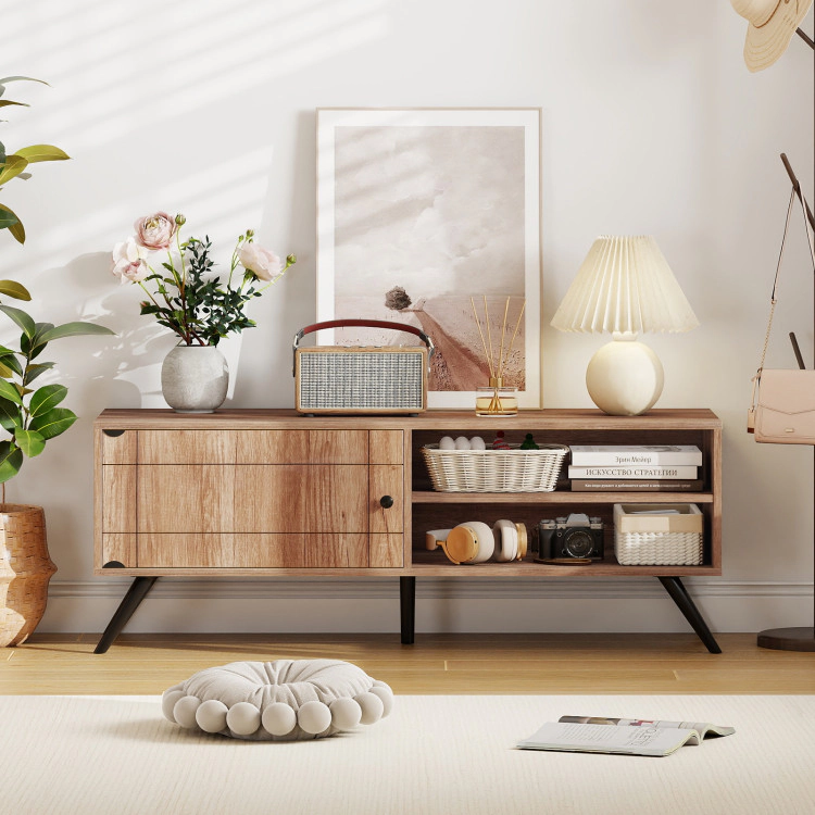 Hivvago Tv Stand For Tvs Up To 55 Inch Mid Century Modern Entertainment Center With Storage Cabinet