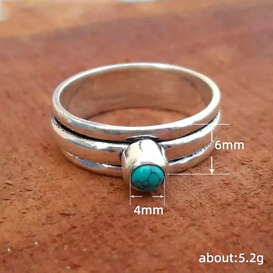 Wardrobe Whimsy Womens Turquoise Spinner Ring Boho Multi Band Fidget Stress Relief Ring