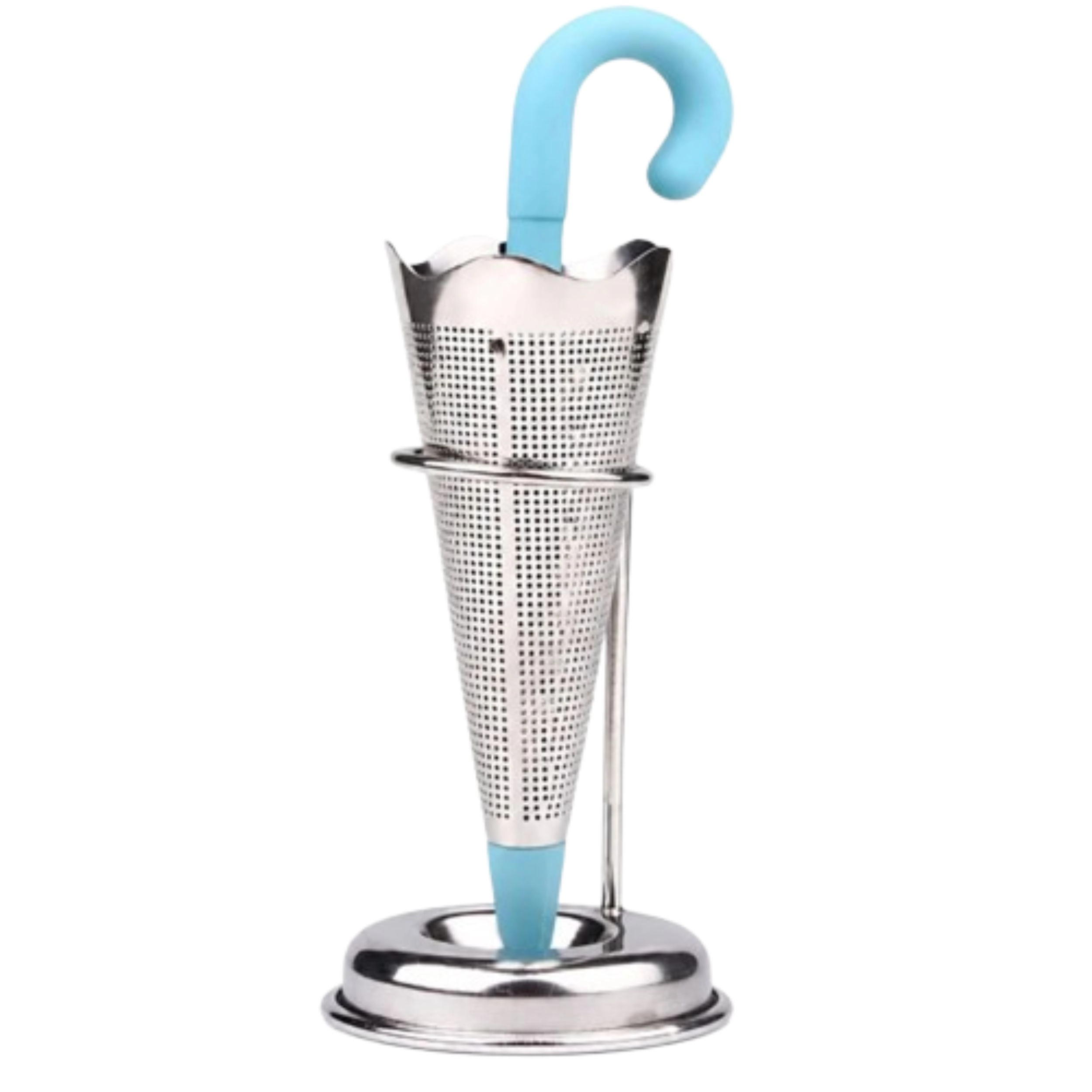 Home Collection Stainless Steel Umbrella Tea Infuser Fine Mesh Strainer with Silicone Lid