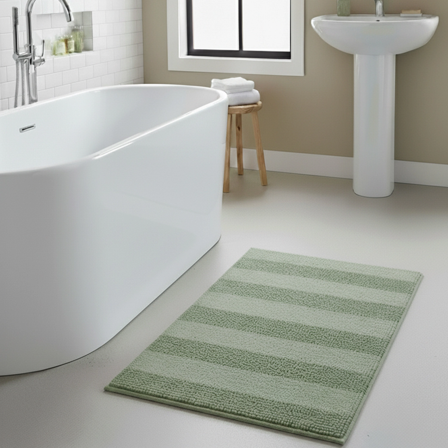 Knightsbridge Stylish And Comfortable All Season Traditional Wide Cut Design Cotton Bath Rug 21" X 34