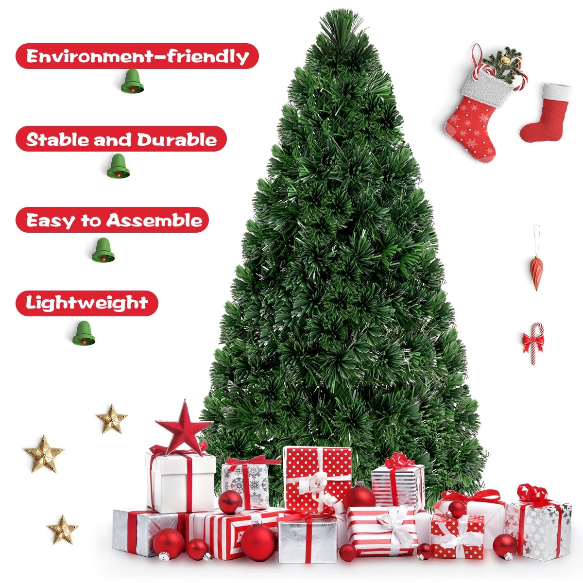 SlickBlue Green Fiber Optic Christmas Tree for Indoor Holiday Décor