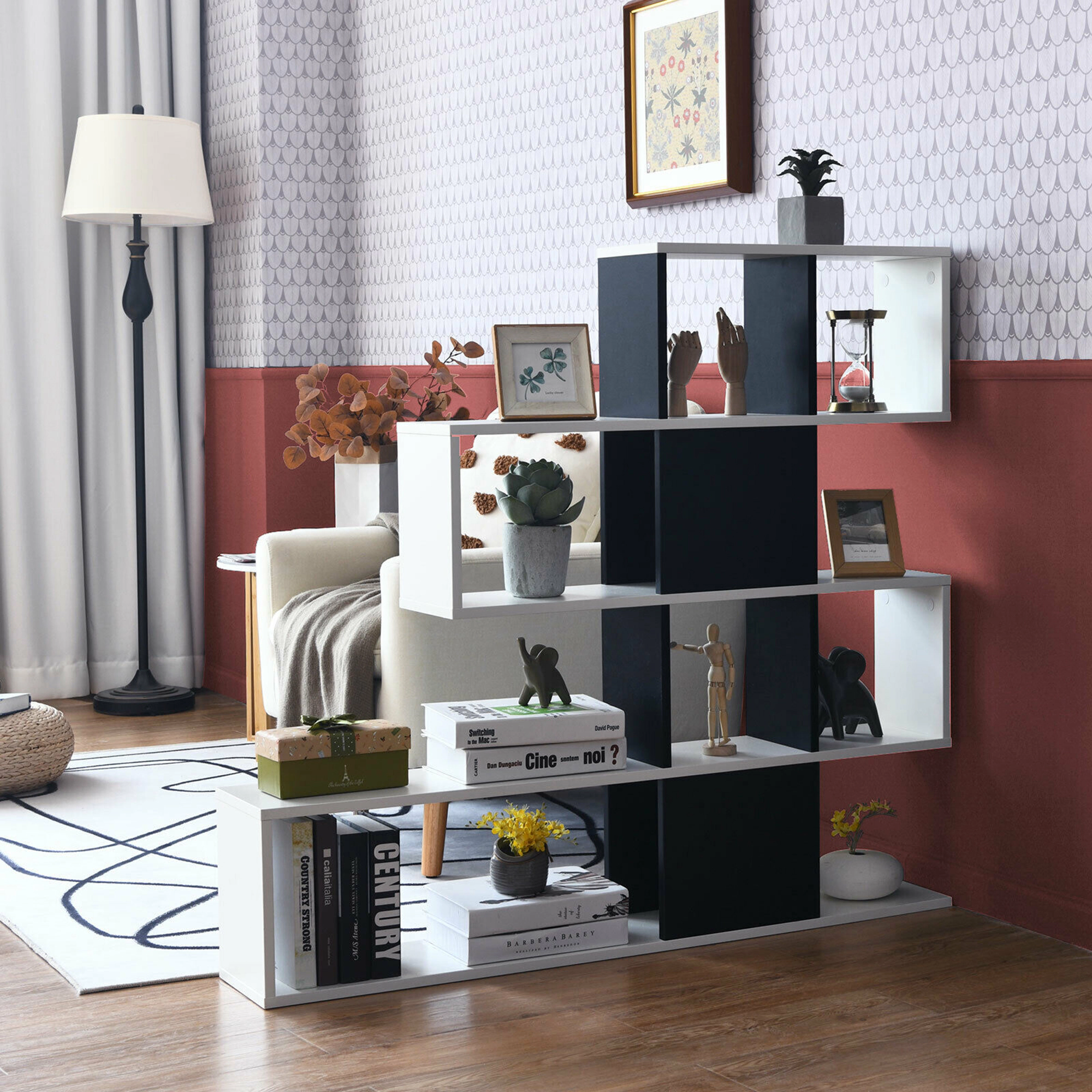 Costway 5-Tier Bookshelf Corner Ladder Bookcase Display Storage Rack