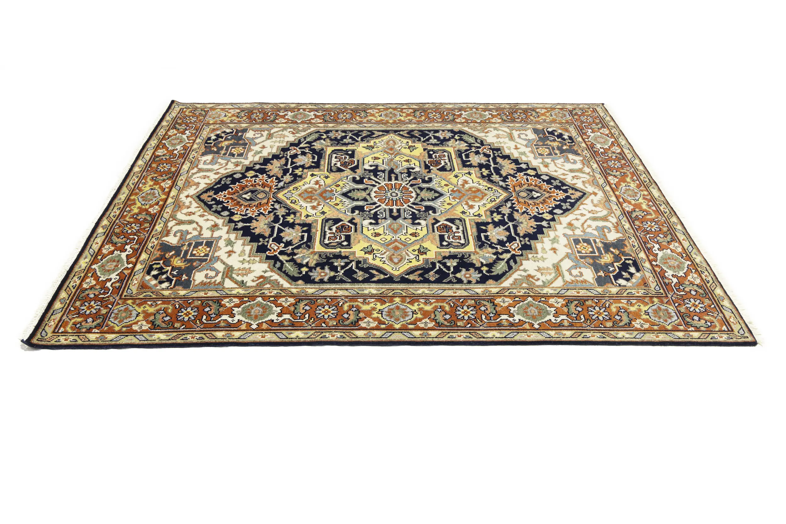 Magic Rugs Dark Navy Floral 8X10 Heriz Serapi Oriental Rug
