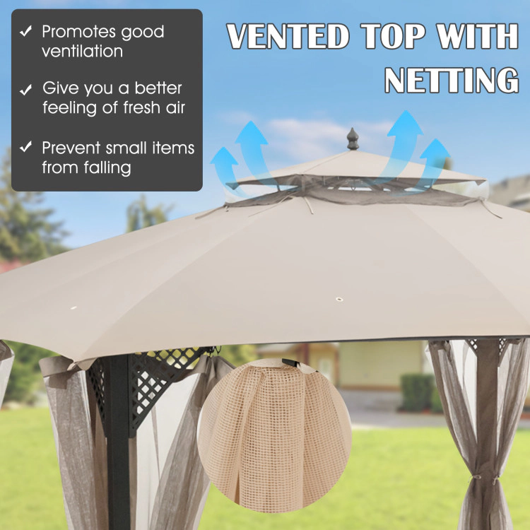 Hivvago Gazebo Replacement Top With Air Vent And Drainage Holes